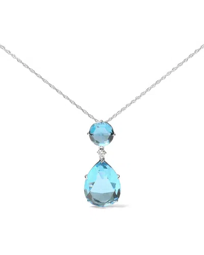 Haus Of Brilliance 18k White Gold Diamond Accent And Round London Blue Topaz And Pear Cut Sky Blue Topaz Dangle Drop 18