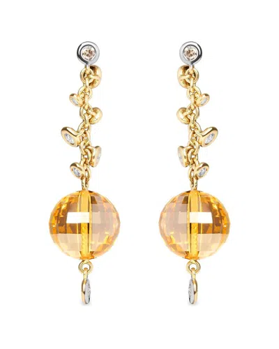 Haus Of Brilliance Colorful Gemstones 18k 23.83 Ct. Tw. Diamond & Citrine  Dangle Earrings