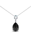 Haus Of Brilliance 18k White Gold Diamond Accent And Pear Cut Sky Blue Topaz And Pear Cut Black Onyx Dangle Drop 18" Ne In Black