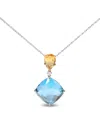 Haus Of Brilliance 18k White And Yellow Gold Diamond Accent And Yellow Citrine And Sky Blue Topaz Gemstone Dangle Drop 
