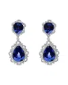 Haus Of Brilliance 18k White Gold Blue Sapphire And Diamond 2.00 Cttw Diamond Halo Drop And Dangle Earring In Metallic