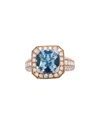 Haus Of Brilliance Colorful Gemstones 18k 4.27 Ct. Tw. Diamond & Aquamarine  Halo Ring In Blue