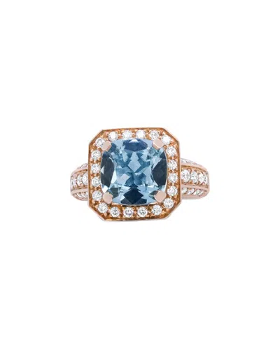 Haus Of Brilliance Colorful Gemstones 18k 4.27 Ct. Tw. Diamond & Aquamarine  Halo Ring In Blue