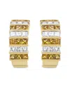 Haus Of Brilliance 18k Yellow Gold 1 3/4 Cttw Invisible Set Princess Cut Diamond And 2.5mm Yellow Sapphire Huggie Hoop In Gold