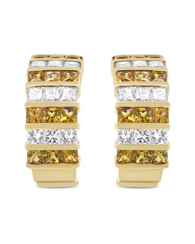 Haus Of Brilliance Colorful Gemstones 18k 4.95 Ct. Tw. Diamond & Sapphire  Huggie Earrings