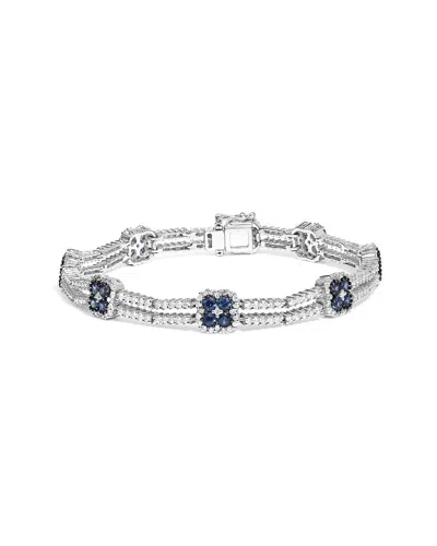 Haus Of Brilliance Colorful Gemstones 18k 5.10 Ct. Tw. Diamond & Sapphire Link Bracelet In Burgundy
