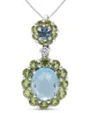 Haus Of Brilliance Colorful Gemstones 18k 0.05 Ct. Tw. Diamond & Topaz Pendant Necklace In Gold