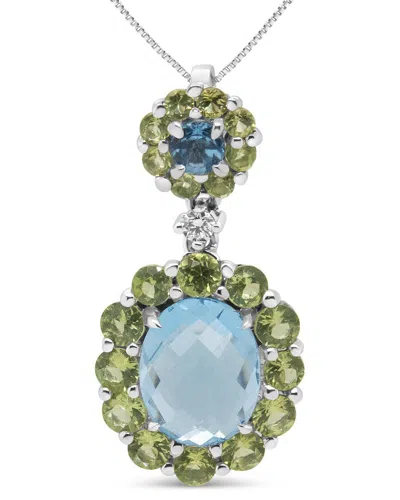 Haus Of Brilliance Colorful Gemstones 18k 0.05 Ct. Tw. Diamond & Topaz Pendant Necklace In Gold