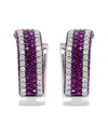 Haus Of Brilliance Colorful Gemstones 18k 5.52 Ct. Tw. Diamond & Ruby Hoop  Earrings In Purple