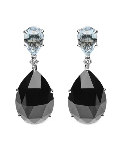 Haus Of Brilliance Colorful Gemstones 18k 49.72 Ct. Tw. Diamond & Onyx Dangle Earrings In Brown