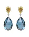 Haus Of Brilliance 18k White And Yellow Gold 1/5 Cttw Diamond With Pear Cut Lemon Quartz And Pear Cut London Blue Topaz