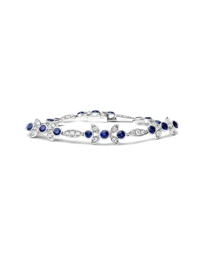 Haus Of Brilliance Colorful Gemstones 18k 6.13 Ct. Tw. Diamond & Sapphire Link  Bracelet In Burgundy