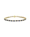 Haus Of Brilliance Colorful Gemstones 18k 6.14 Ct. Tw. Diamond & Sapphire Tennis Bracelet In Blue