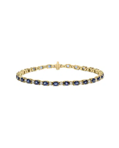Haus Of Brilliance Colorful Gemstones 18k 6.14 Ct. Tw. Diamond & Sapphire Tennis Bracelet In Blue