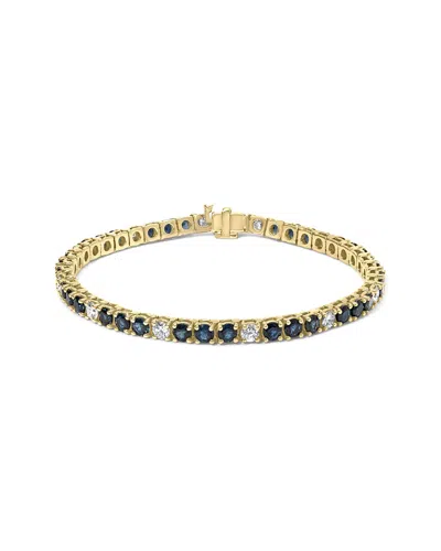 Haus Of Brilliance Colorful Gemstones 18k 6.45 Ct. Tw. Diamond & Sapphire Tennis Bracelet In Brown