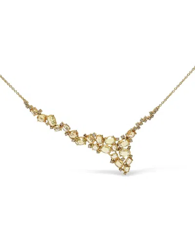 Haus Of Brilliance 18k Yellow Gold 1/2 Cttw Brown Diamond And Multi-size Oval Yellow Sapphire Cluster Cascade Station N