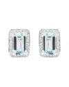 Haus Of Brilliance 18k White Gold 3/4 Cttw Round Diamond And 13x9mm Emerald Cut Blue Aquamarine Gemstone Halo Omega Stu In Blue
