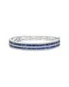 Haus Of Brilliance 18k White Gold Alternating Diamond And 8.00 Cttw Princess Cut Blue Sapphire Multi Row Bangle Bracele In Metallic