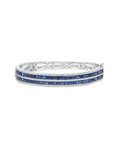 Haus Of Brilliance Colorful Gemstones 18k 9.28 Ct. Tw. Diamond & Sapphire Bangle Bracelet In Brown