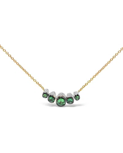 Haus Of Brilliance Colorful Gemstones 18k Rose Gold 1.02 Ct. Tw. Diamond & Tsavorite Choker Necklace In Green