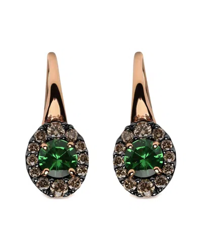 Haus Of Brilliance Colorful Gemstones 18k Rose Gold 1.15 Ct. Tw. Diamond &  Tsavorite Drop Earrings