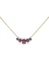 Haus Of Brilliance 18k Rose Gold 3/4 Cttw Pave Diamonds & Graduated Red Ruby Gemstone Curved Bar Choker Necklace (g-h C In Gold
