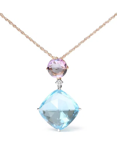 Haus Of Brilliance Colorful Gemstones 18k 26.94 Ct. Tw. Diamond & Topaz Pendant Necklace In Brown