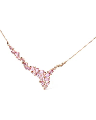 Haus Of Brilliance Colorful Gemstones 18k Rose Gold 6.40 Ct. Tw. Diamond &  Sapphire Statement Neckl