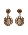 Haus Of Brilliance 18k Rose Gold Diamond Accent And Lemon And Oval Smoky Color Quartz Gemstone Dangle Drop Earring In Brown