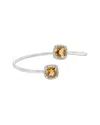 Haus Of Brilliance Sterling Silver Cushion Cut Yellow Citrine Gemstone And Diamond Accent Split Bypa In Metallic