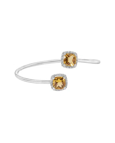 HAUS OF BRILLIANCE HAUS OF BRILLIANCE COLORFUL GEMSTONES SILVER 0.10 CT. TW. DIAMOND & CITRINE  BANGLE BRACELET