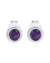 Haus Of Brilliance .925 Sterling Silver Bezel Set 3.5mm Created Gemstone Solitaire Stud Earrings In Metallic