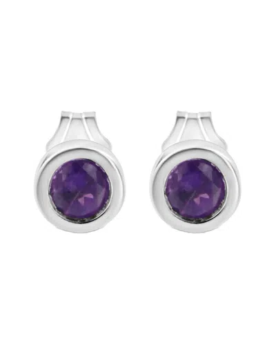 Haus Of Brilliance Colorful Gemstones Silver 0.31 Ct. Tw. Lab-grown Amethyst  Stud Earrings In Brown