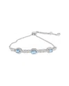 Haus Of Brilliance Colorful Gemstones Silver 0.99 Ct. Tw. Lab-grown Topaz Link  Bracelet In Metallic