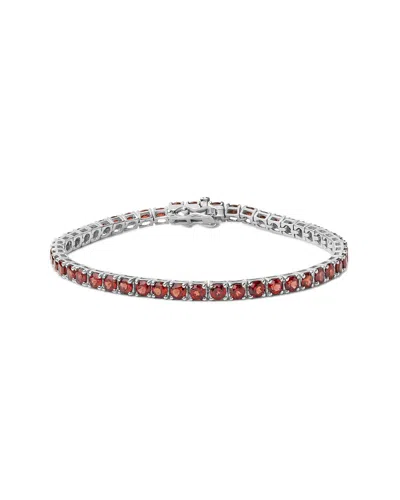 Haus Of Brilliance Colorful Gemstones Silver 10.16 Ct. Tw. Lab-grown Garnet  Tennis Bracelet In Brown