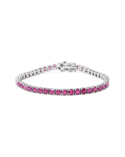 Haus Of Brilliance Colorful Gemstones Silver 11.50 Ct. Tw. Lab-grown Ruby Tennis Bracelet In Metallic