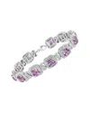 Haus Of Brilliance Colorful Gemstones Silver 1.55 Ct. Tw. Diamond & Lab-grown Amethyst Tennis Bracel In Pink