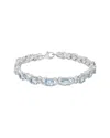 Haus Of Brilliance .925 Sterling Silver 16.0 Cttw Oval Blue Topaz And Diamond Accent Tennis X Link Bracelet In Gray