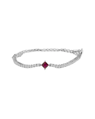 Haus Of Brilliance Colorful Gemstones Silver 1.75 Ct. Tw. Lab-grown Sapphire  Tennis Bracelet In Metallic