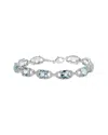 Haus Of Brilliance .925 Sterling Silver 7x7 Mm Cushion Cut Blue Topaz And 1/20 Cttw Round Cut Diamond Fashion Tennis Br In Gray