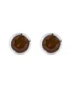 Haus Of Brilliance .925 Sterling Silver 6mm Bezel Set Created Red Garnet Solitaire Stud Earrings In Brown