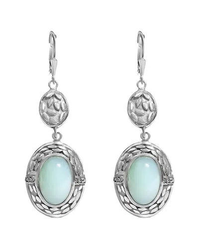 HAUS OF BRILLIANCE HAUS OF BRILLIANCE COLORFUL GEMSTONES SILVER 20.80 CT. TW. DIAMOND &  CHALCEDONY DANGLE EARRINGS