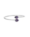 Haus Of Brilliance .925 Sterling Silver 8 X 5.5mm Pear Shape Amethyst And Diamond Accent Halo Bypass Bangle Bracelet In Metallic
