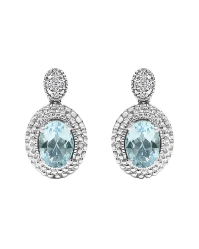 Haus Of Brilliance Colorful Gemstones Silver 2.24 Ct. Tw. Diamond & Topaz Drop  Earrings