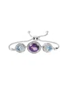Haus Of Brilliance Colorful Gemstones Silver 2.45 Ct. Tw. Diamond & Amethyst Link Bracelet In Silver