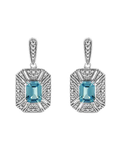 Haus Of Brilliance Colorful Gemstones Silver 2.54 Ct. Tw. Diamond & Topaz  Dangle Earrings In Metallic