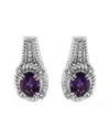 Haus Of Brilliance .925 Sterling Silver 8x6 Mm Natural Oval Purple Amethyst Gemstone And Diamond Accent Art Drop And Da In Silver