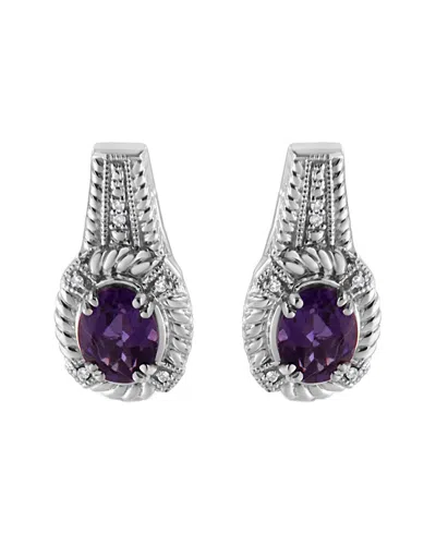 Haus Of Brilliance Colorful Gemstones Silver 2.55 Ct. Tw. Diamond & Amethyst  Drop Earrings