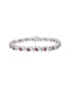Haus Of Brilliance Colorful Gemstones Silver 3.13 Ct. Tw. Diamond & Lab-grown Tourmaline Tennis Brac In Silver