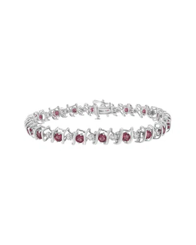Haus Of Brilliance Colorful Gemstones Silver 3.13 Ct. Tw. Diamond & Lab-grown Tourmaline Tennis Brac